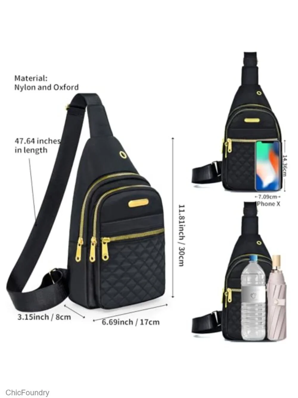 Nylon Small Sling Crossbody Backpack Adjustable Strap Multipurpose